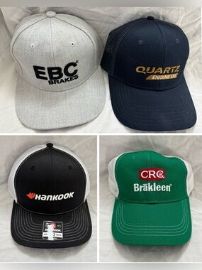 4 automotive trucker hats - EBC Brakes Quartz Hankook CRC Brakleen